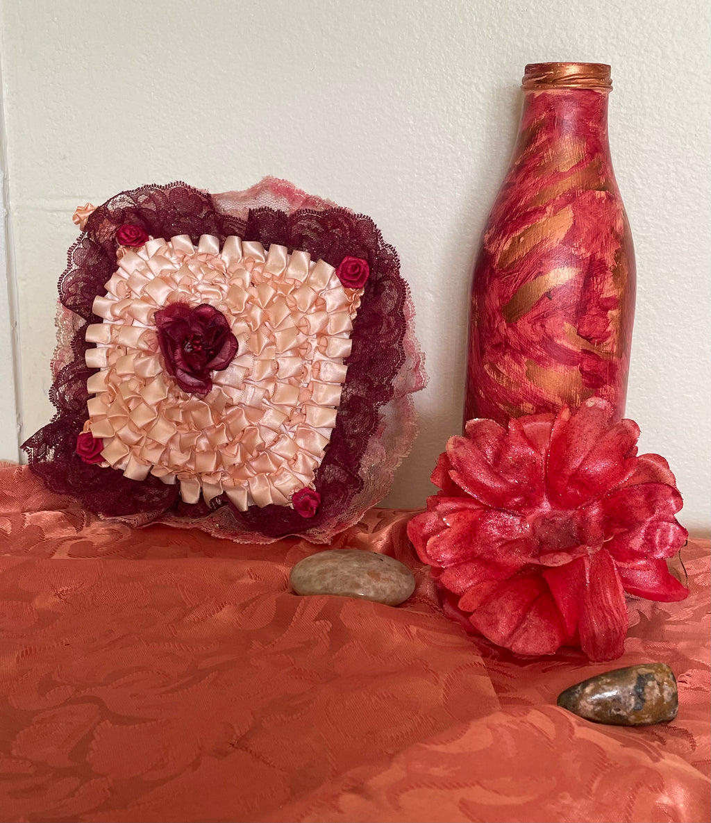 Blossoms And Petals Of Mystique Gypsy Bottle And Pillow Set