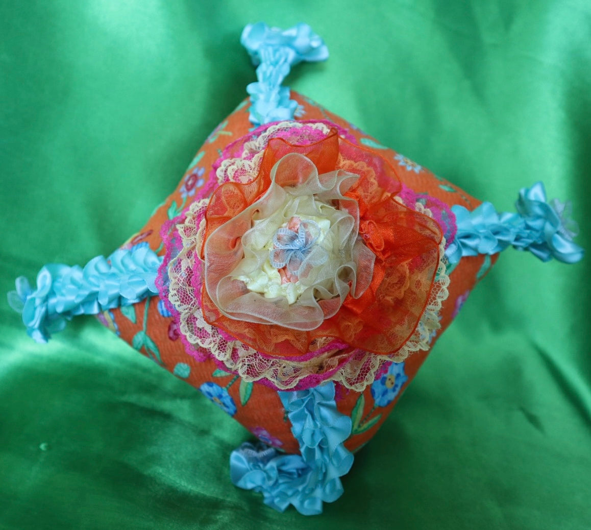 VW Bug Gypsy Jar & Flower Power Pillow Set (Sweet Floral Scented Pillow)