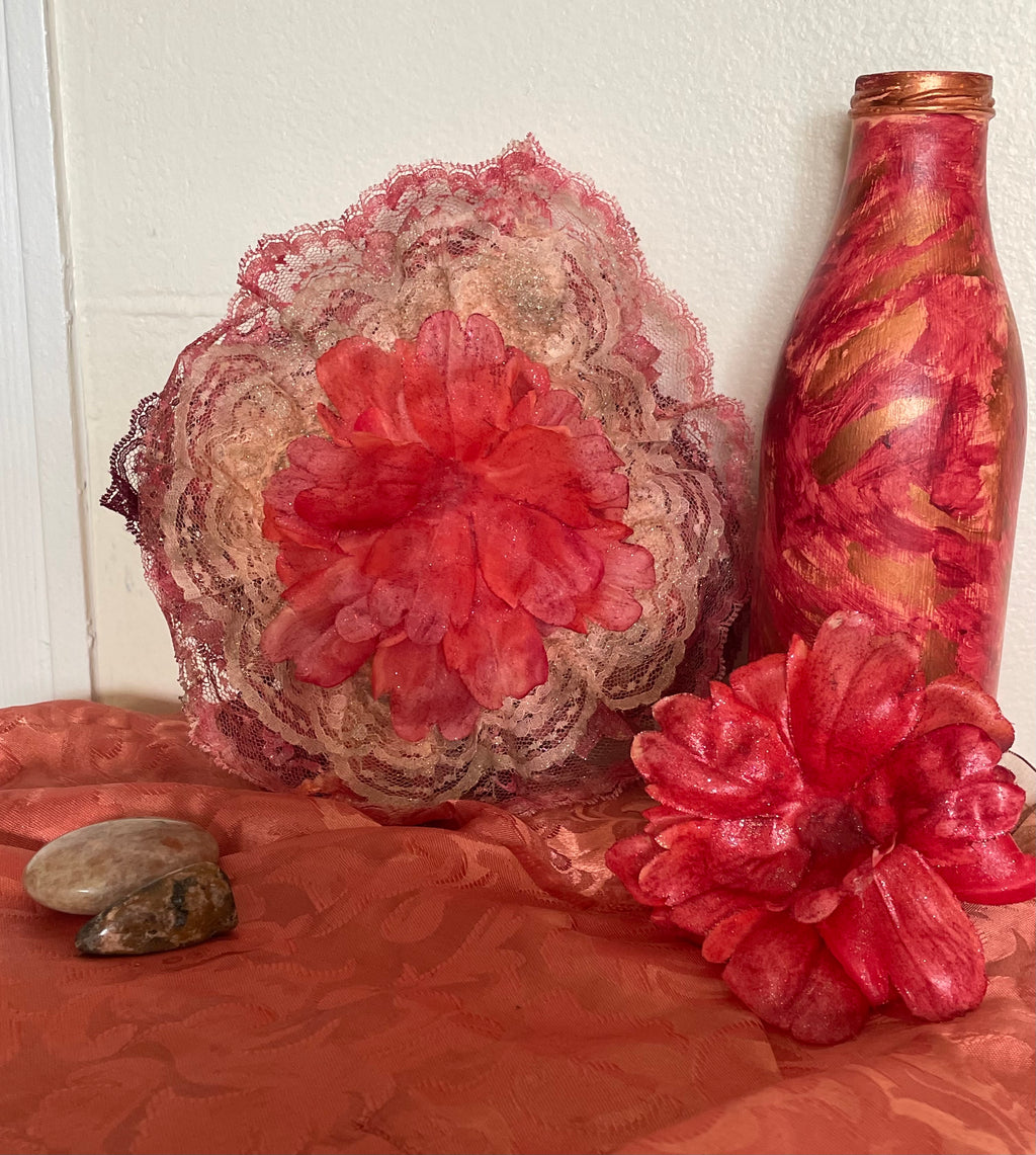 Blossoms And Petals Of Mystique Gypsy Bottle And Pillow Set