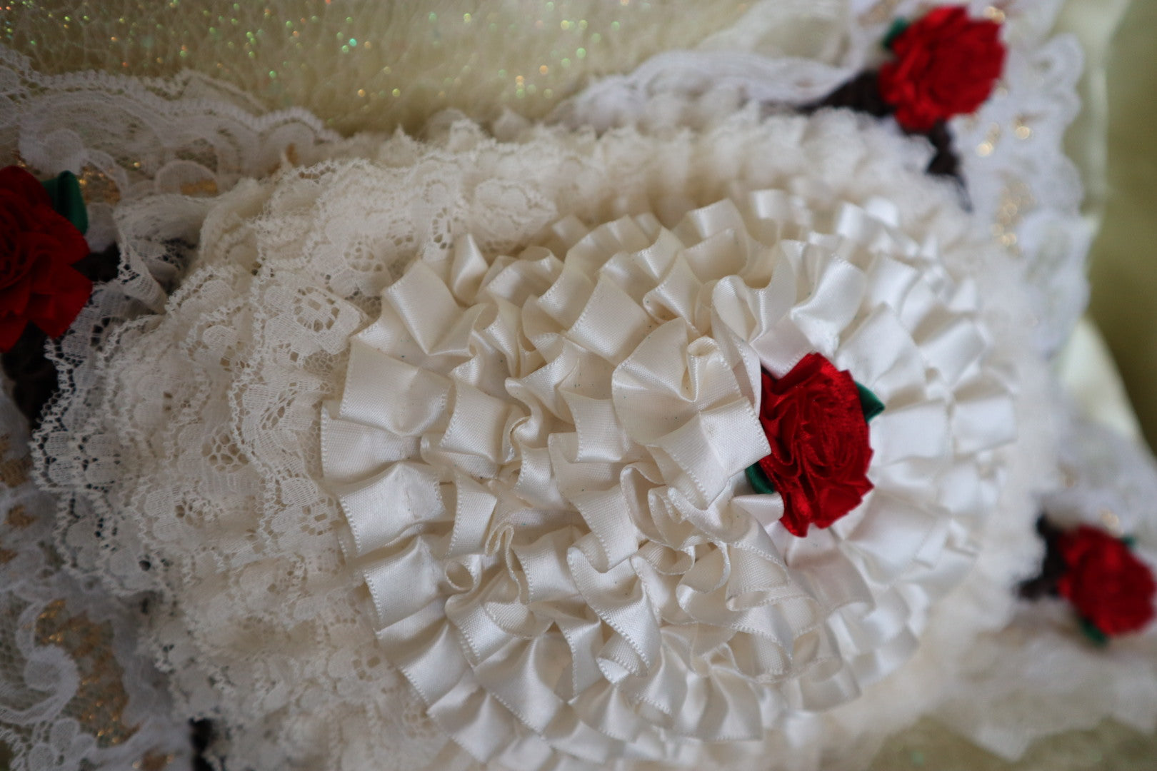 Hand Crafted Red Roses Pillow