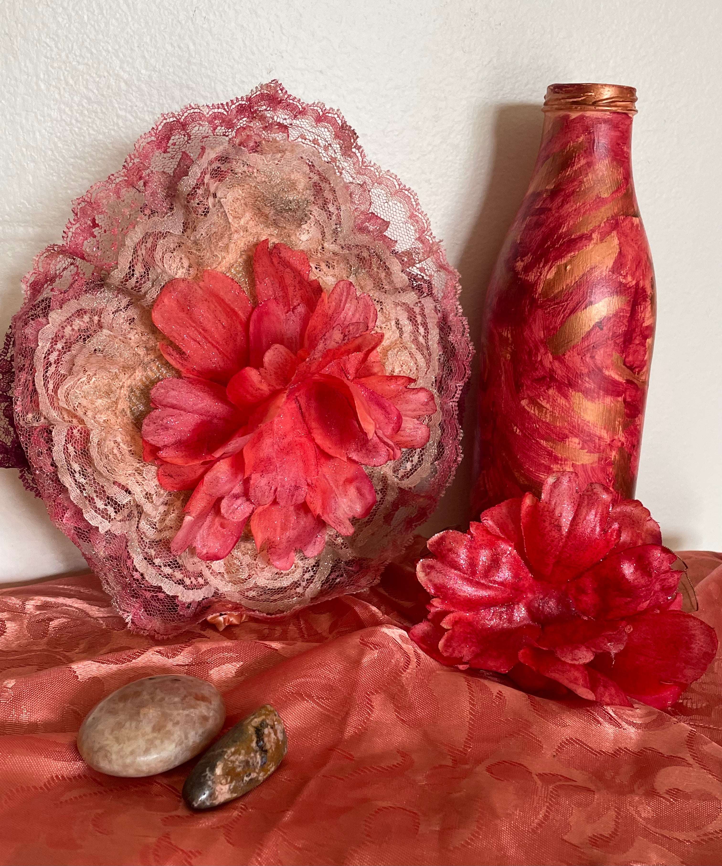 Blossoms And Petals Of Mystique Gypsy Bottle And Pillow Set