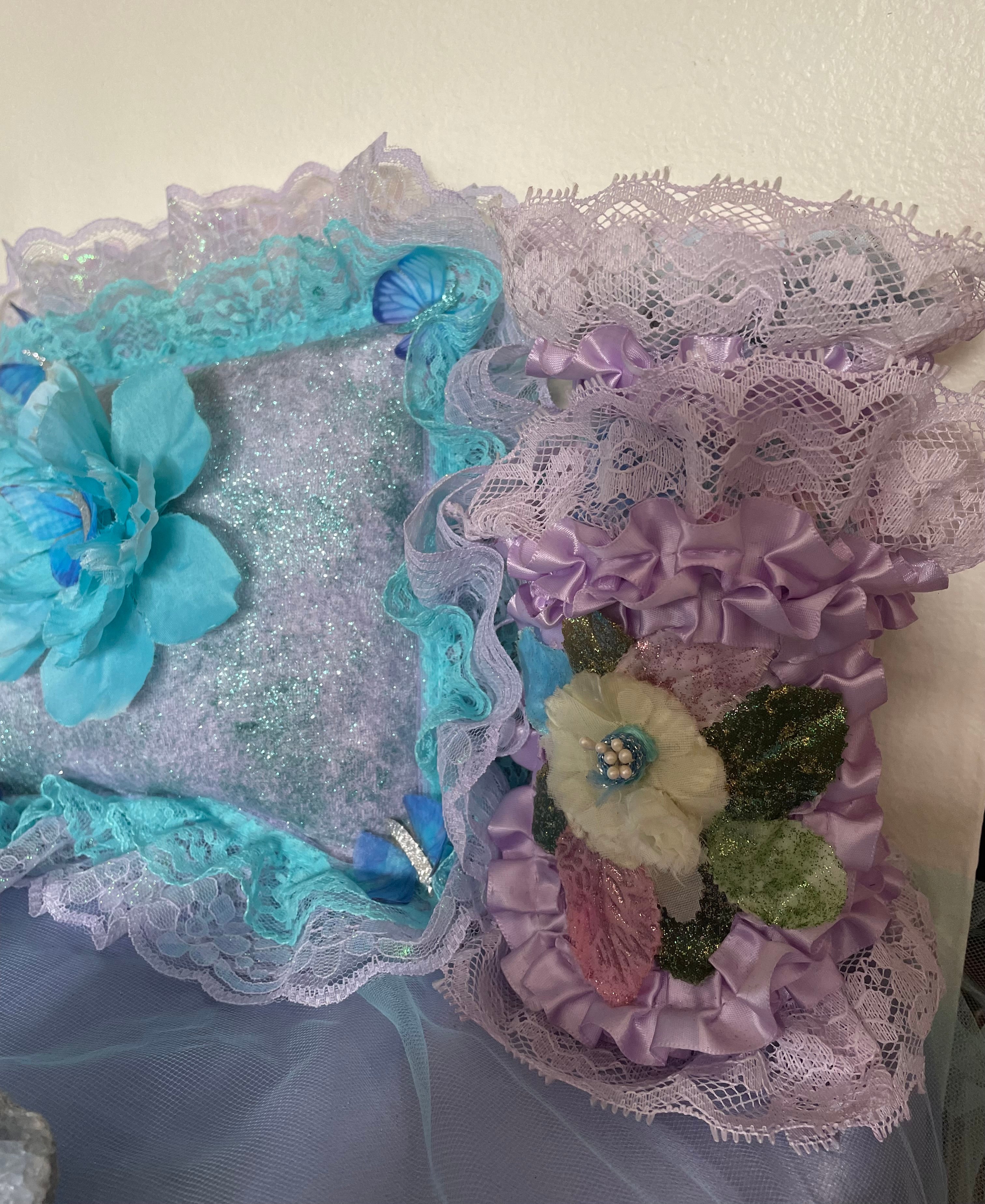 Hand Crafted Butterfly Harmony Pillow, Gypsy Jar & Bottle Set