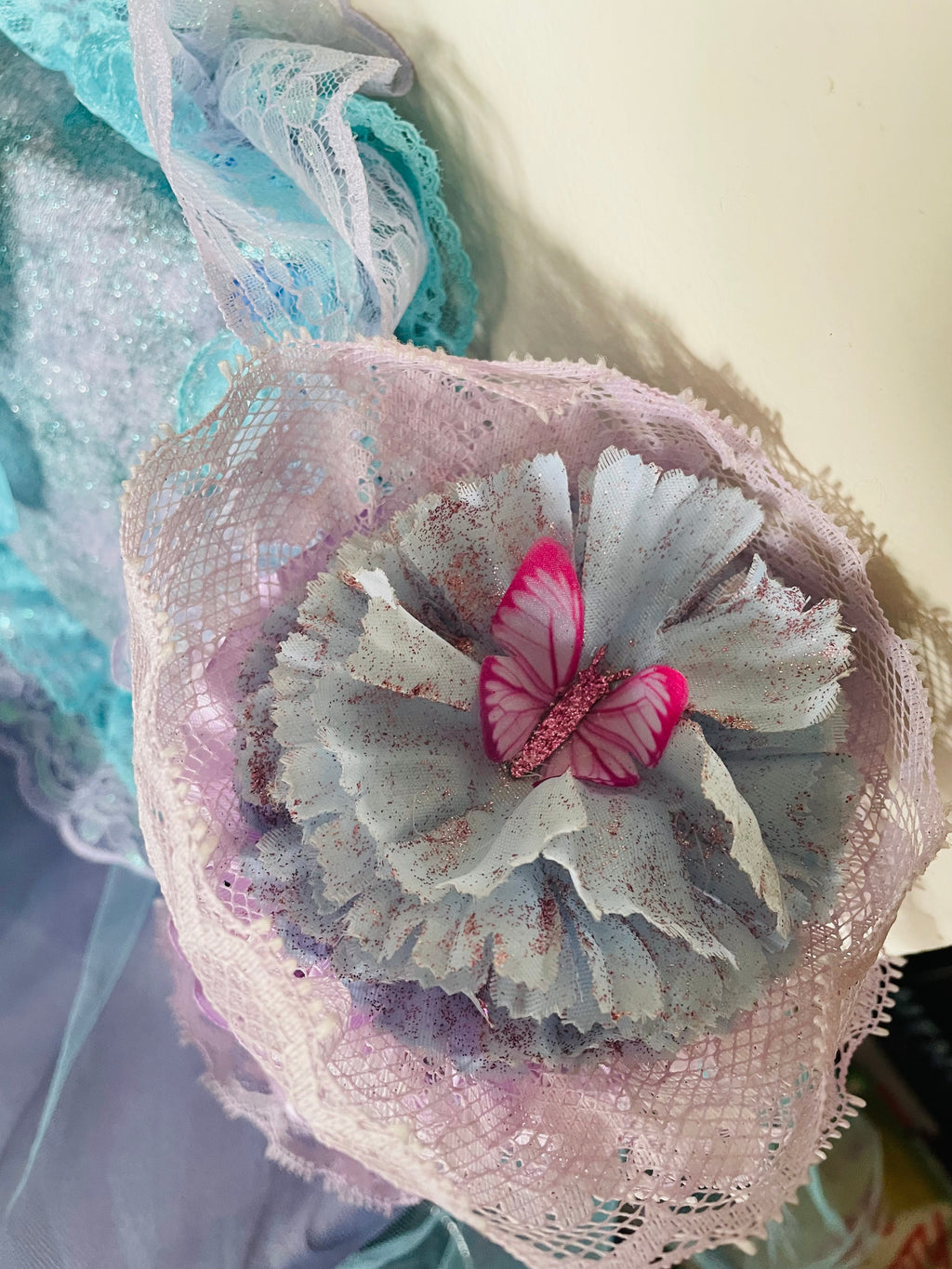 Hand Crafted Butterfly Harmony Pillow, Gypsy Jar & Bottle Set