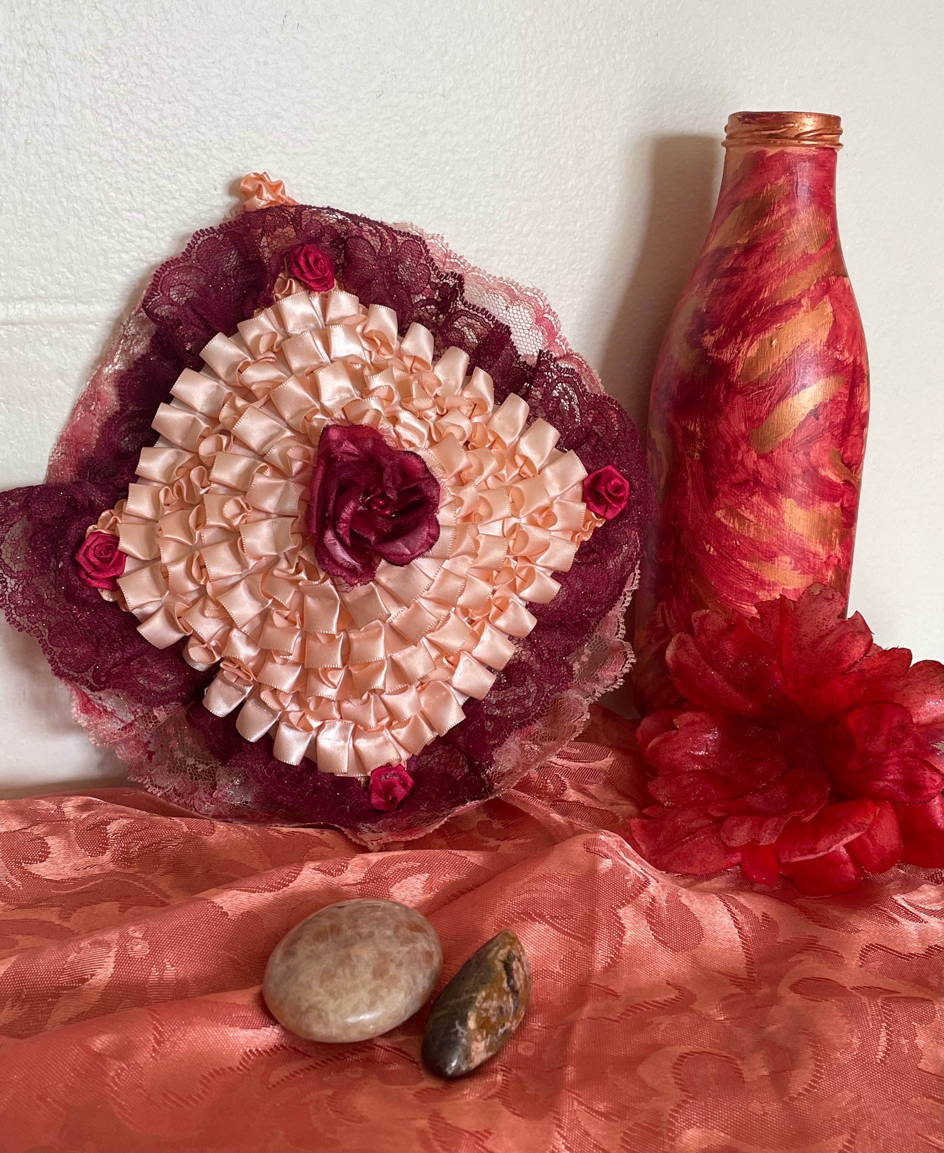 Blossoms And Petals Of Mystique Gypsy Bottle And Pillow Set
