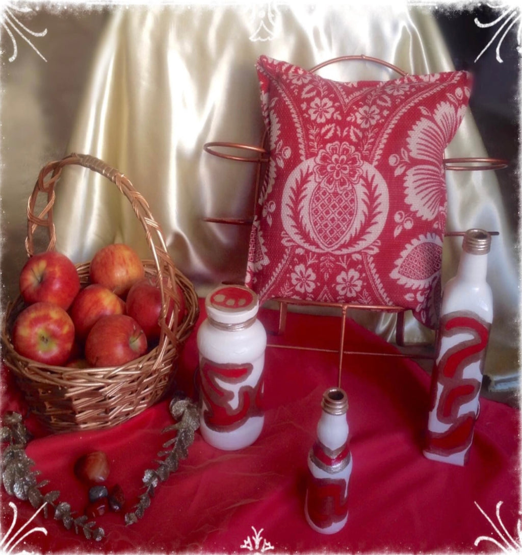 Handcrafted The Mysteries Gypsy Bottles, Jar, And Pillow Set (Baked Apples-Scented)