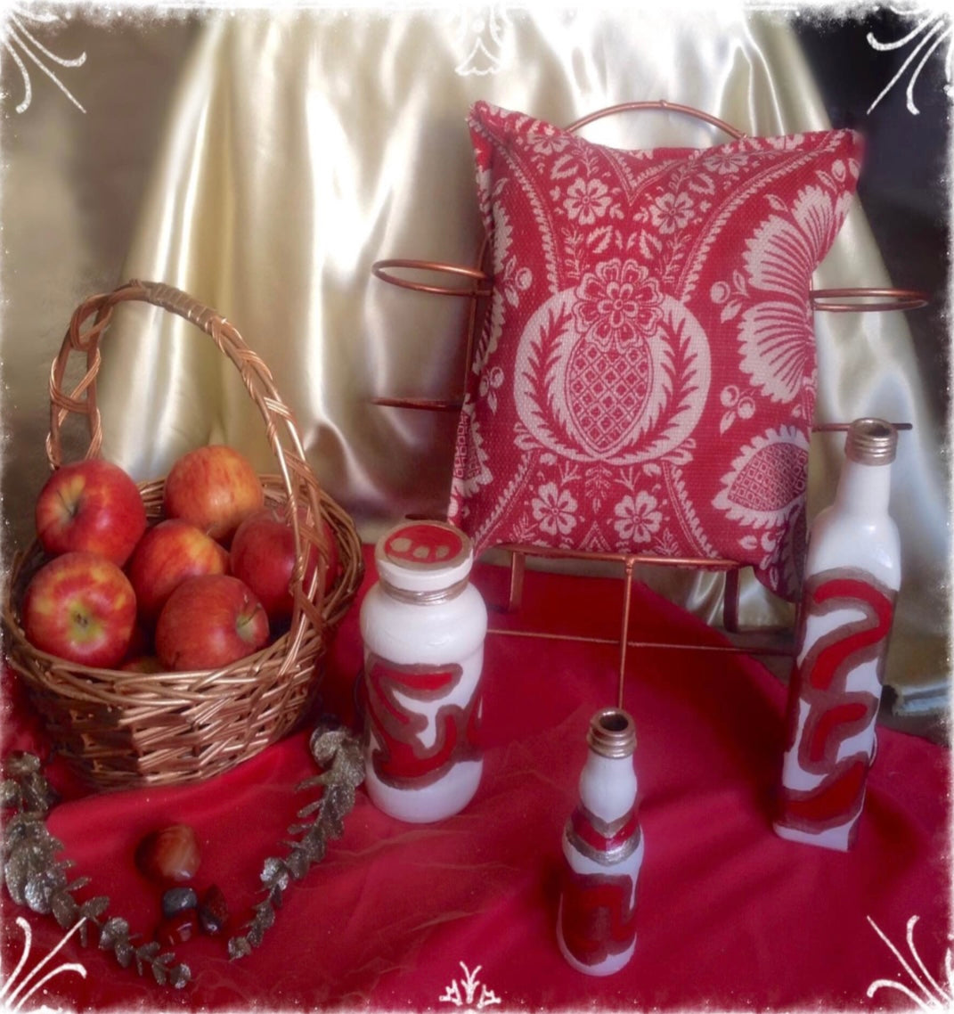 Handcrafted The Mysteries Gypsy Bottles, Jar, And Pillow Set (Baked Apples-Scented)