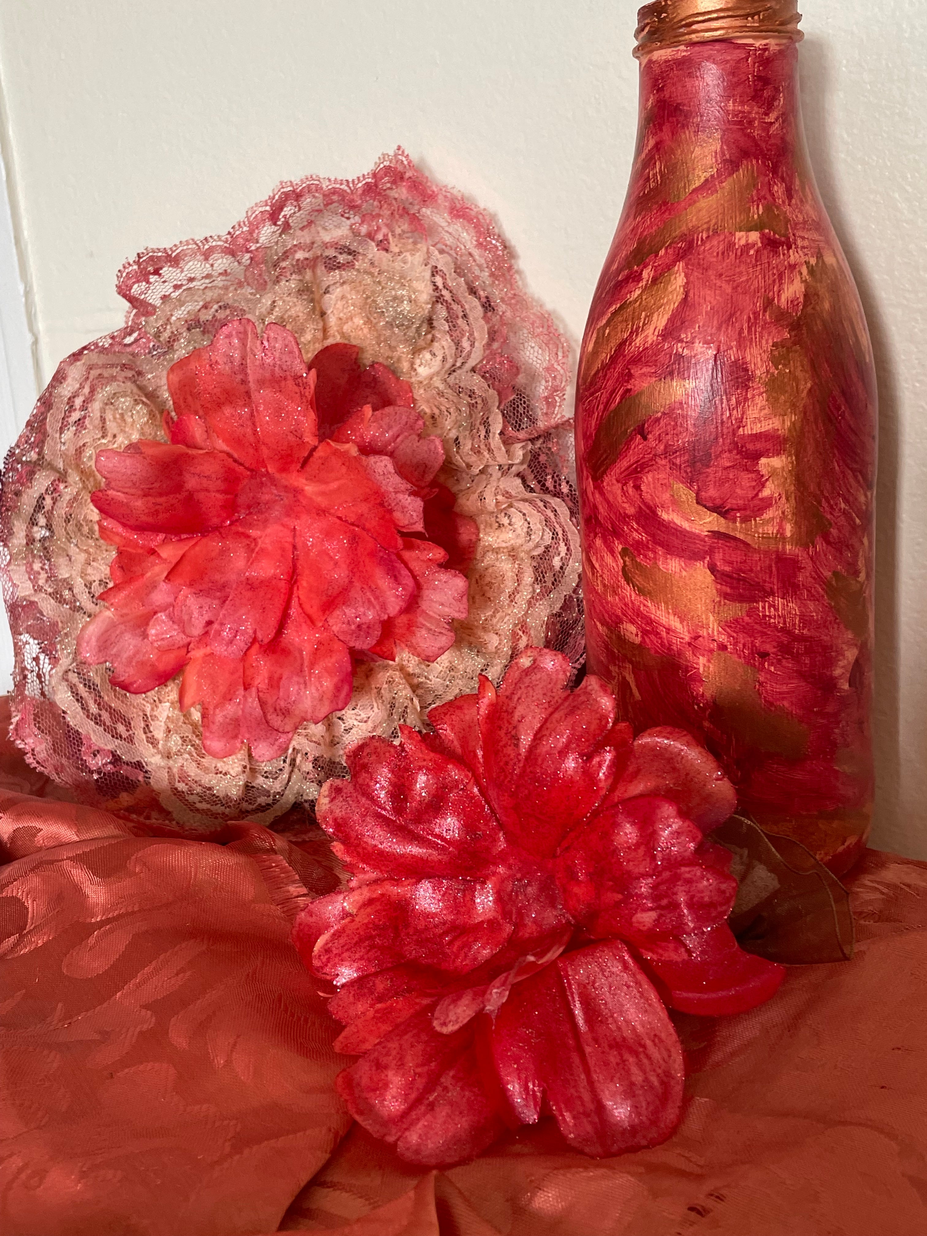 Blossoms And Petals Of Mystique Gypsy Bottle And Pillow Set