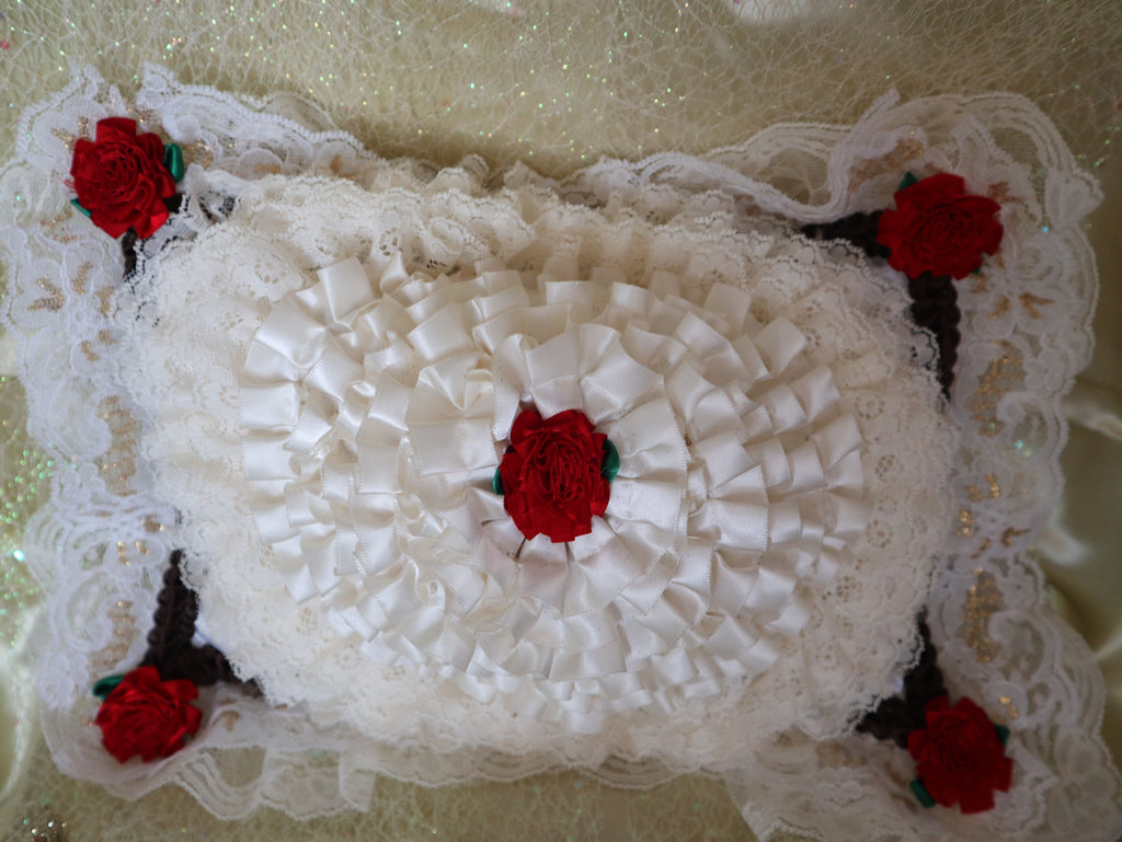 Hand Crafted Red Roses Pillow