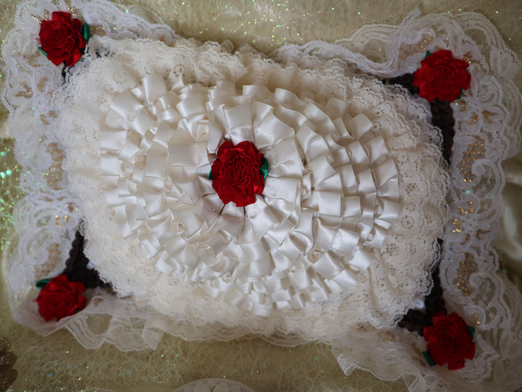 Hand Crafted Red Roses Pillow