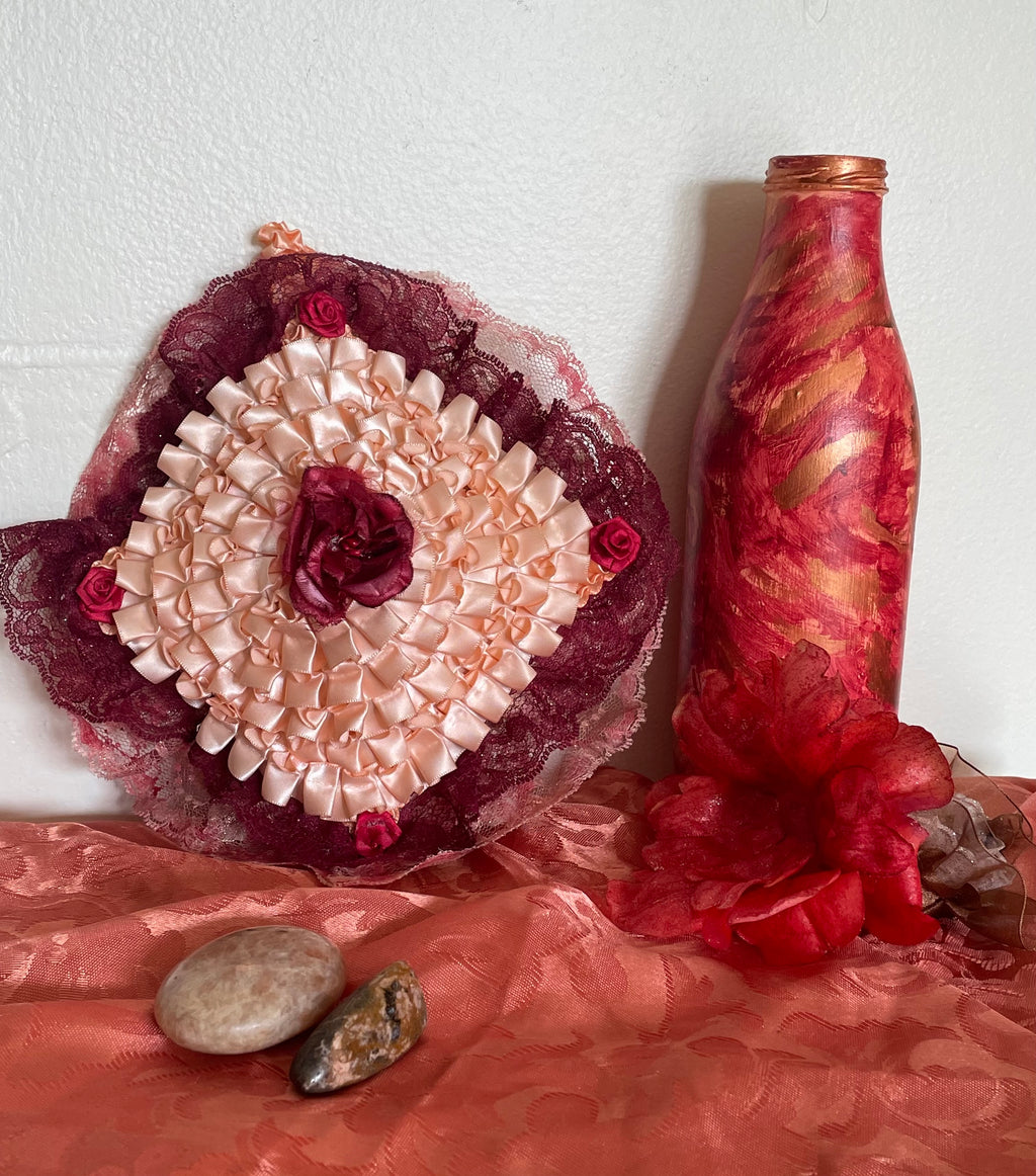 Blossoms And Petals Of Mystique Gypsy Bottle And Pillow Set