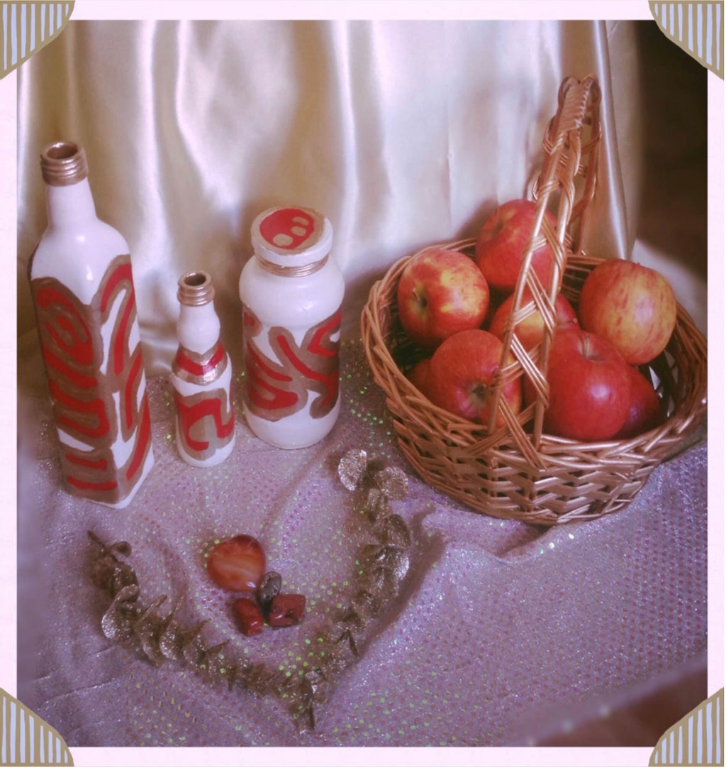 Handcrafted The Mysteries Gypsy Bottles, Jar, And Pillow Set (Baked Apples-Scented)