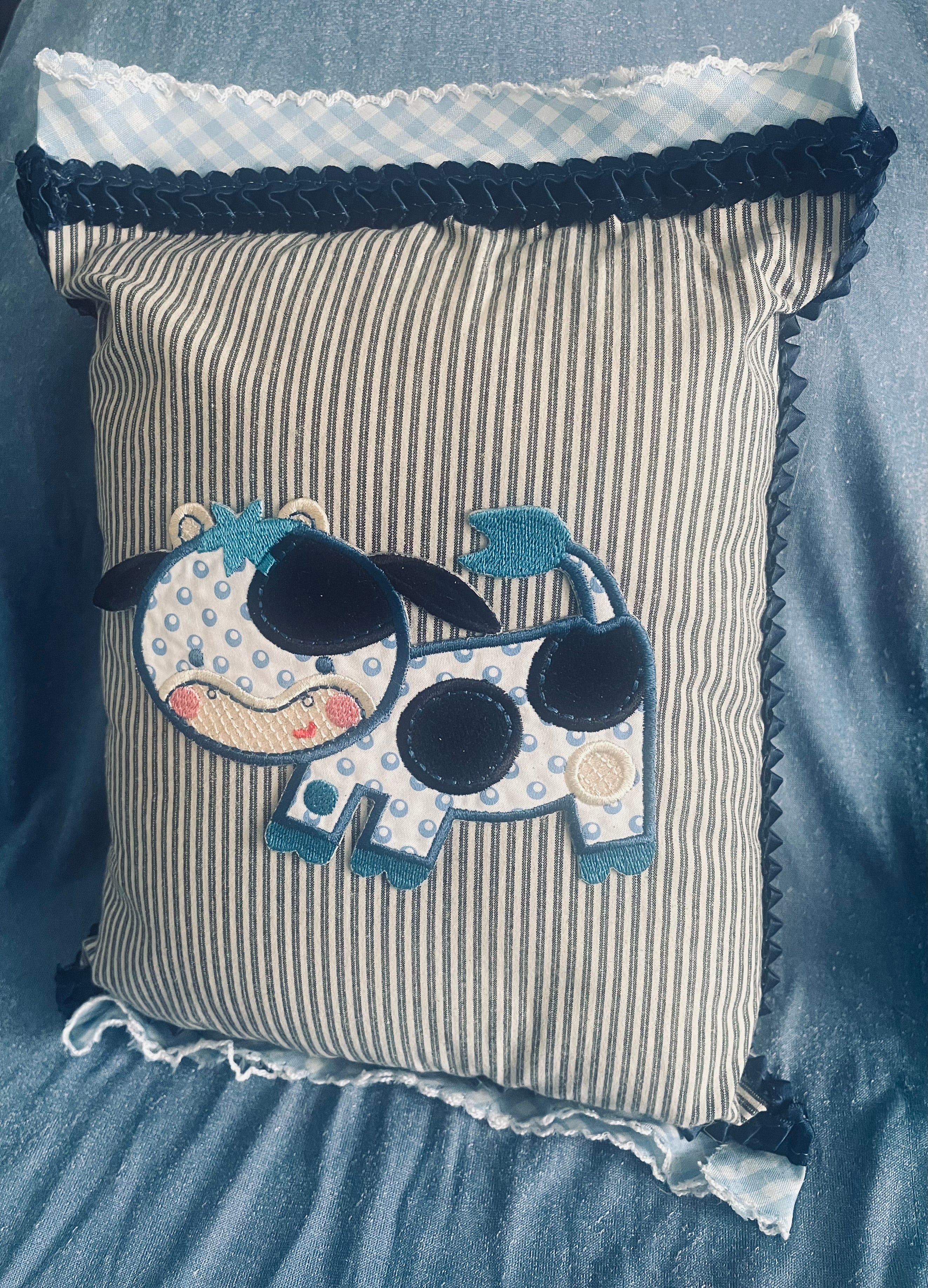 Hand Crafted Playful Cow Pillow