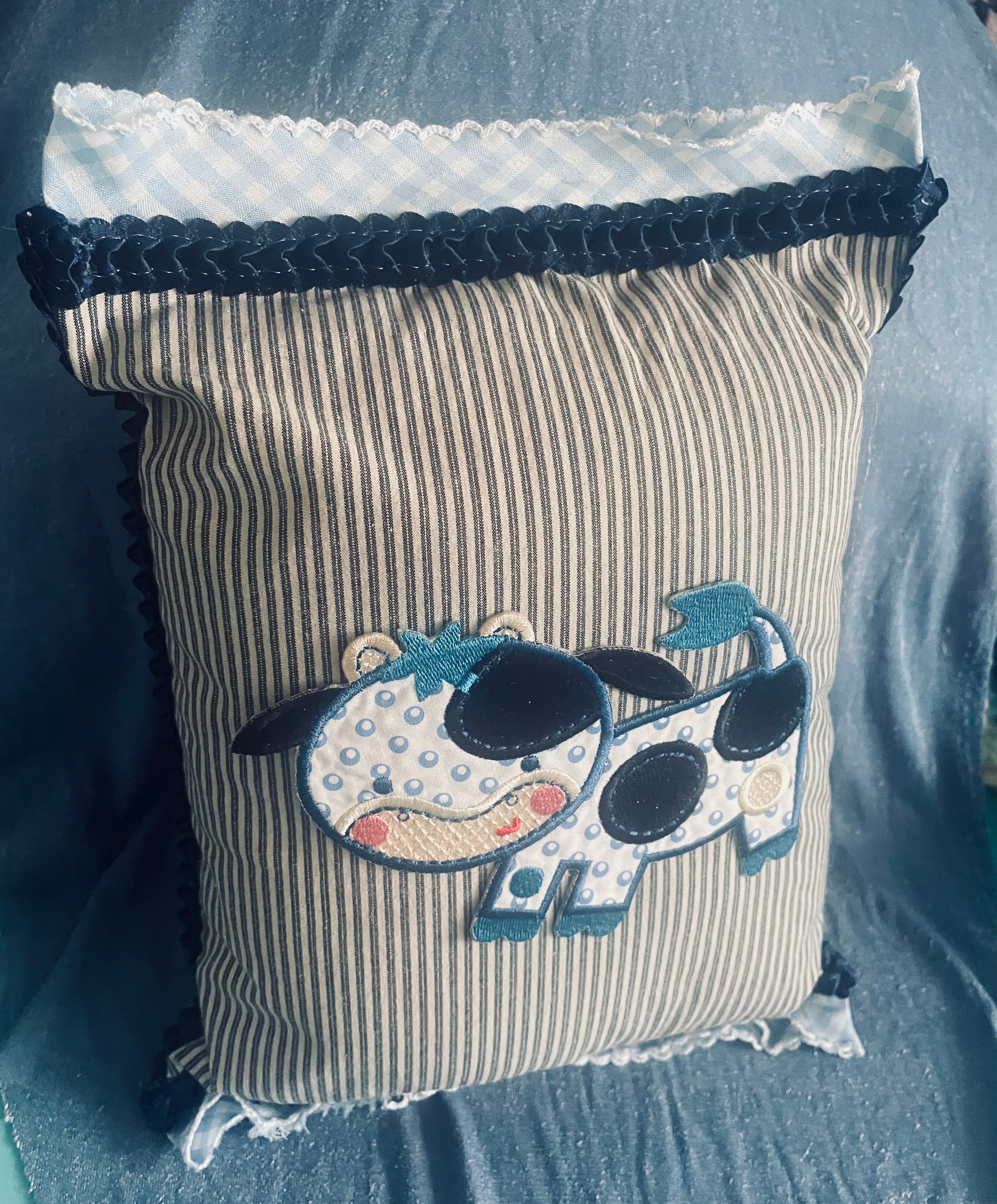 Hand Crafted Playful Cow Pillow