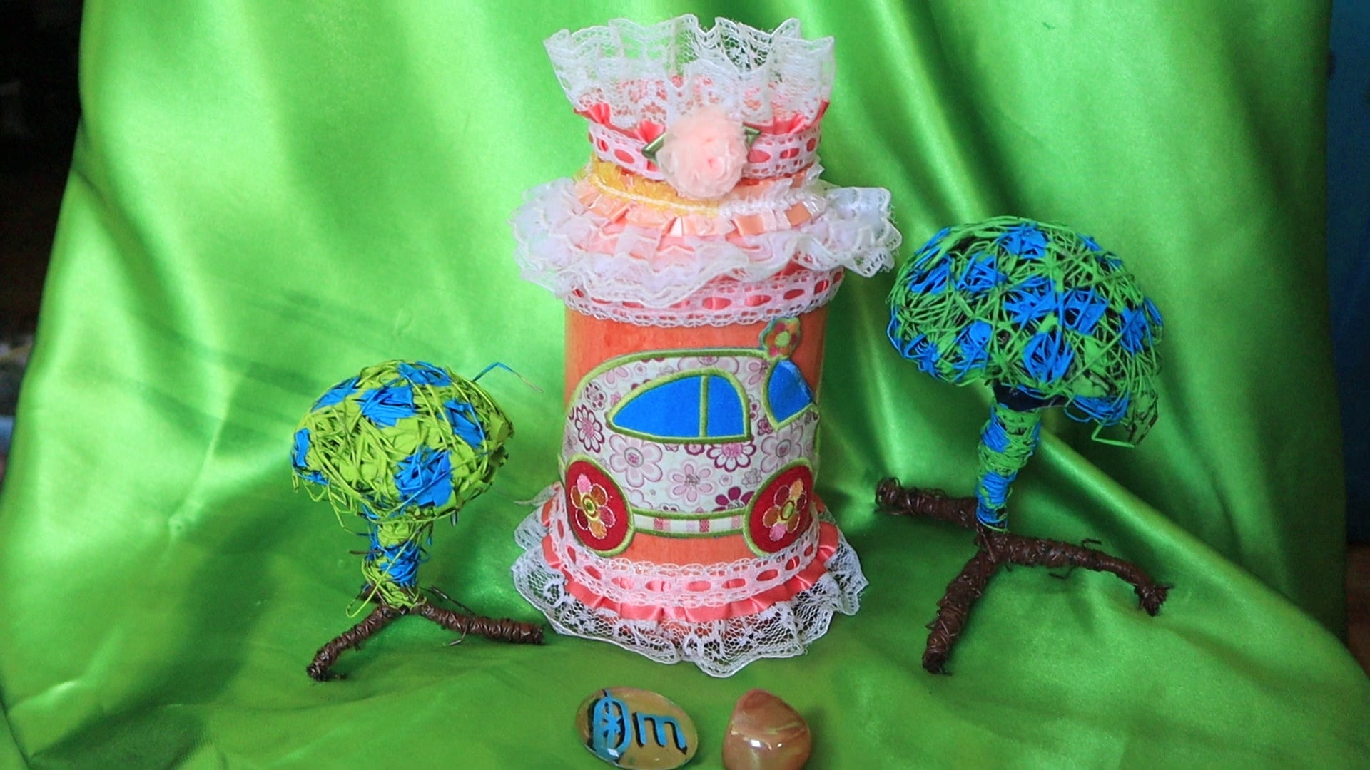 VW Bug Gypsy Jar & Flower Power Pillow Set (Sweet Floral Scented Pillow)